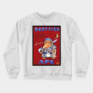 Scottish Ape on Red Crewneck Sweatshirt